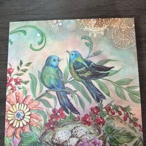 Kate McRostie Splendid Botanical II 10" x 10"Colorful Bird and Floral Canvas Art